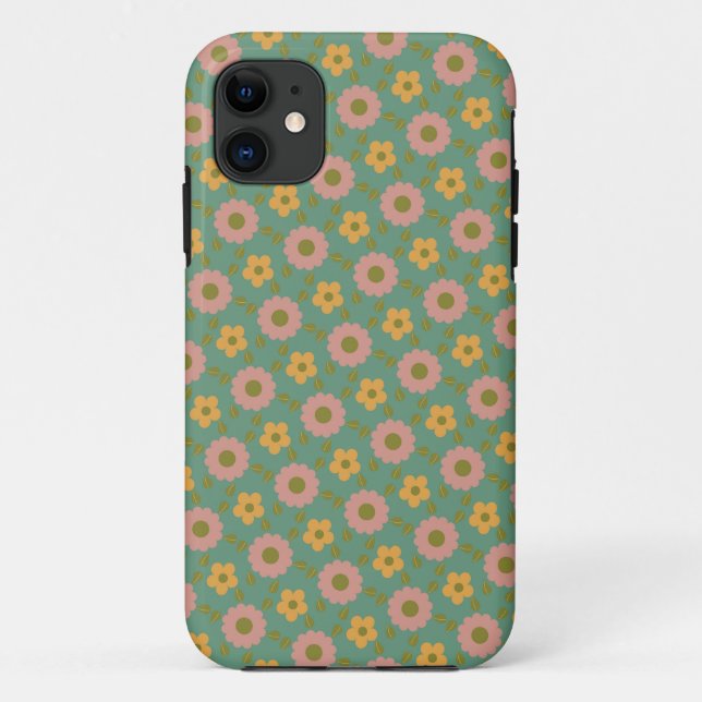 Capa Para iPhone 11 padrão de flores (Verso)