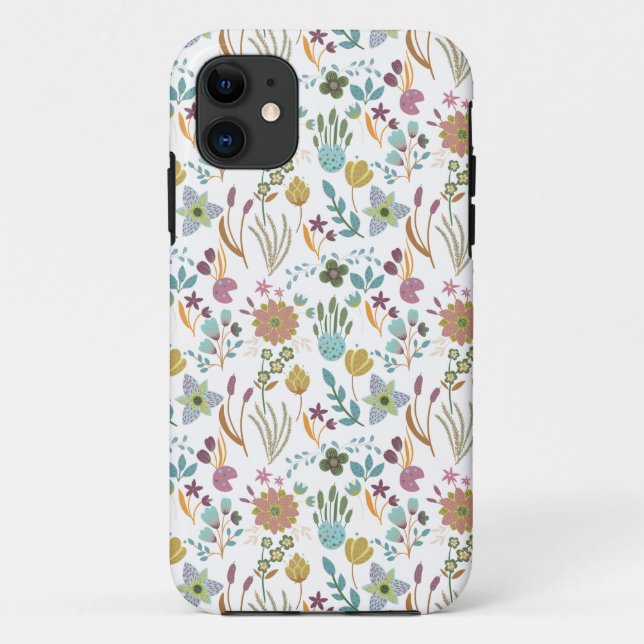 Capa Para iPhone 11 Padrão de Flores Coloridas (Verso)