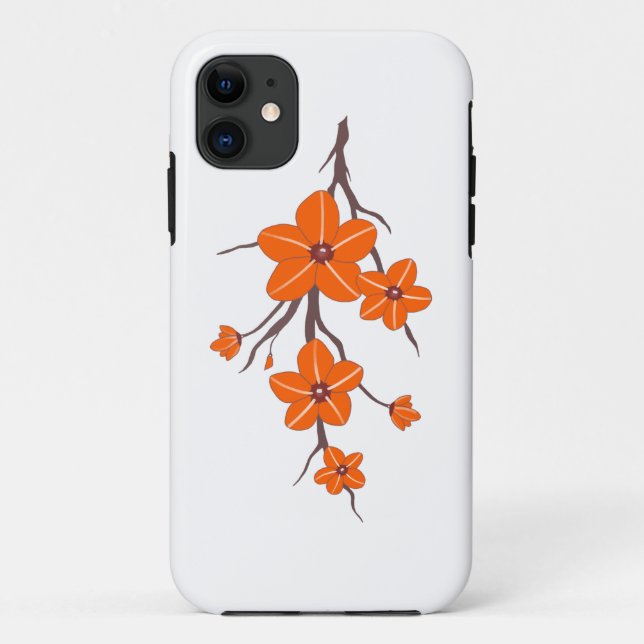 Capa Para iPhone 11 Padrão de flores de laranja cereja! (Verso)