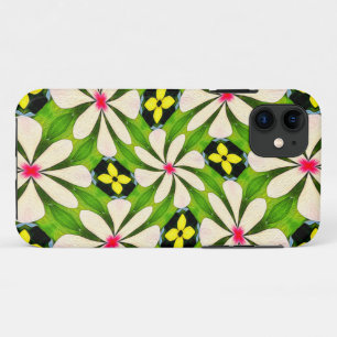 Capa Para iPhone 11 Padrão de Flores Estéticas