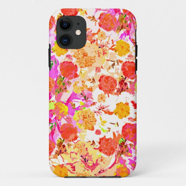Capa Para iPhone 11 Padrão de flores fofas femininas (Verso)