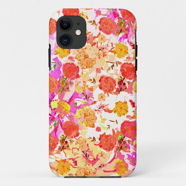 Capa Para iPhone 11 Padrão de flores giras bonitas (Verso)