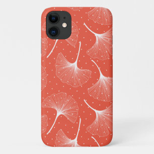 Capa Para iPhone 11 Padrão de folhas de abstrato branco sobre fundo l