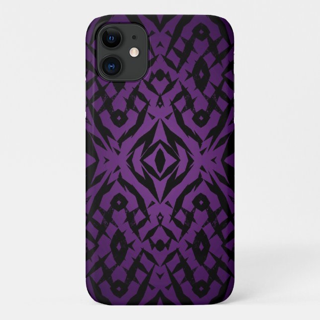 Capa Para iPhone 11 Padrão de formas tribais roxas (Verso)