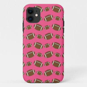 Capa Para iPhone 11 Padrão de futebol rosa