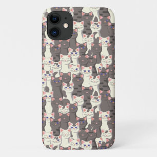 Capa Para iPhone 11 Padrão de gatos brancos e cinzas