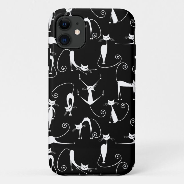 Capa Para iPhone 11 Padrão de Gatos Brancos Esbranquiçados (Verso)
