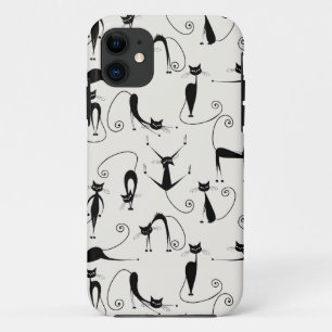Capa Para iPhone 11 padrão de gatos pretos
