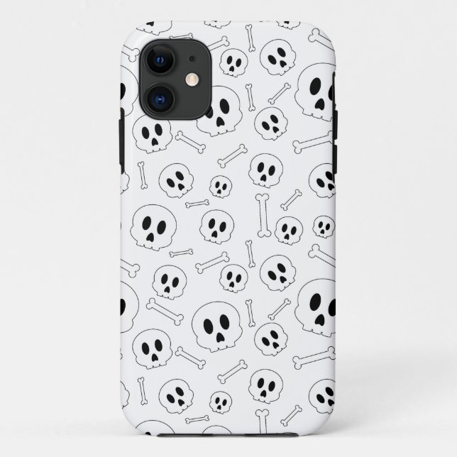 Capa Para iPhone 11 Padrão de Halloween Crânios & Ossos  (Verso)