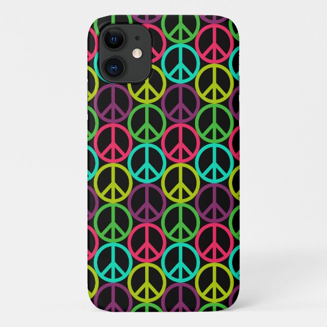 Capa Para iPhone 11 Padrão de Hippie Peace Sign (Verso)