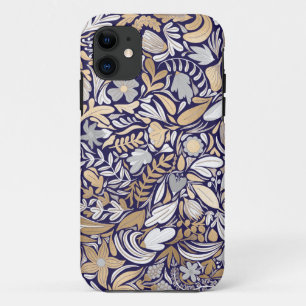 Capa Para iPhone 11 Padrão de Ilustração de Folha Floral Branca do Mar