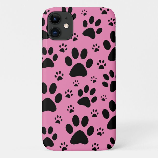 Capa Para iPhone 11 Padrão de impressão de pata animal, faça isso em q (Verso)