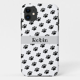 Capa Para iPhone 11 Padrão de impressão de pata preta personalizada