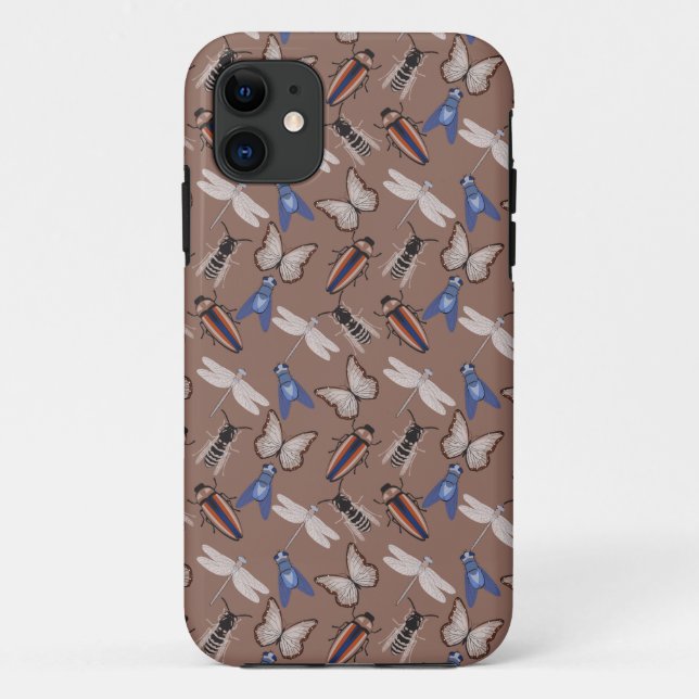 Capa Para iPhone 11 Padrão de insetos (Verso)