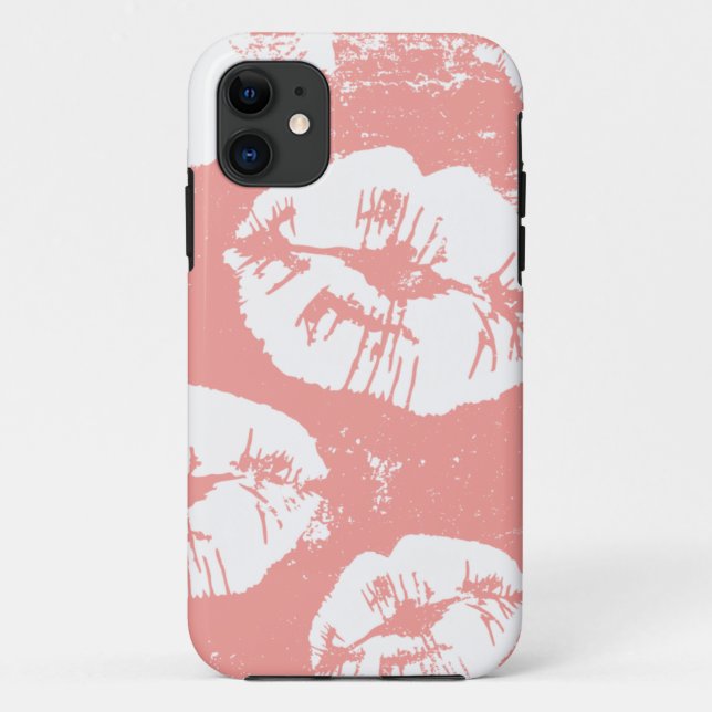 Capa Para iPhone 11 padrão de lábios de beijo (Verso)