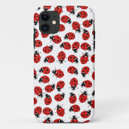 Capa Para iPhone 11 Padrão de Ladybug Vermelho Cute