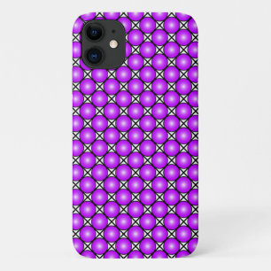 Capa Para iPhone 11 Padrão de Latice Preta de Pontos Rosa Magenta