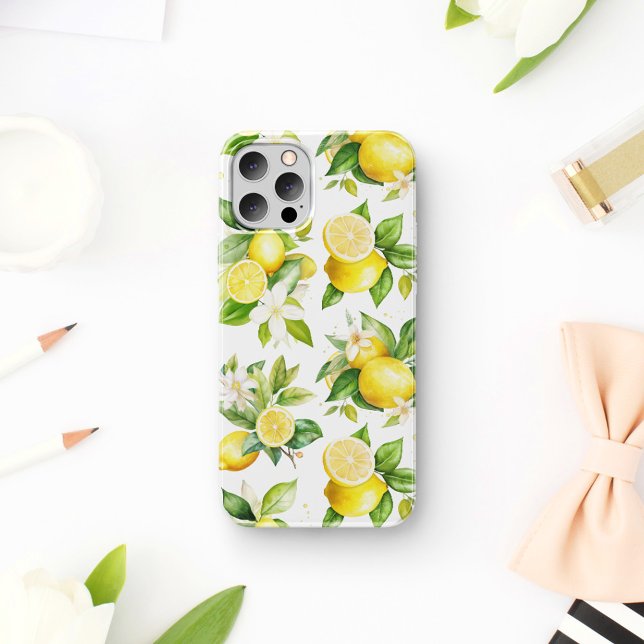 Capa Para iPhone 11 Padrão de limão, flores de limão, folhas, citrinos (Criador carregado)