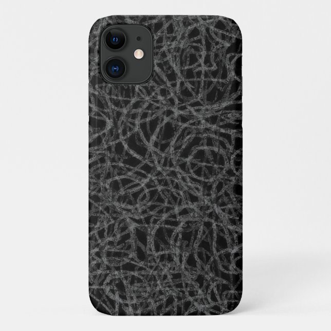 Capa Para iPhone 11 Padrão de linhas rabiscadas pretas (Verso)