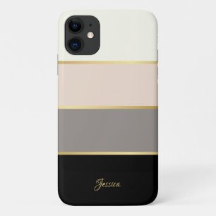 Capa Para iPhone 11 Padrão de Listras Modernas e Sofisticadas com Nome