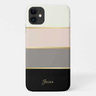 Capa Para iPhone 11 Padrão de Listras Modernas e Sofisticadas com Nome