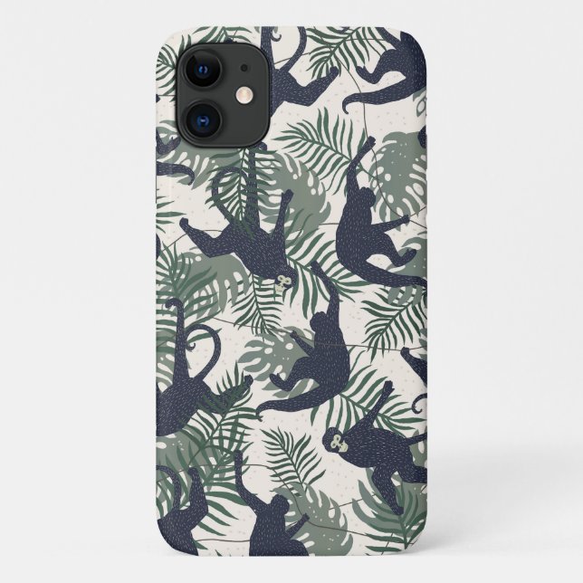Capa Para iPhone 11 Padrão de Macaco Vintage (Verso)