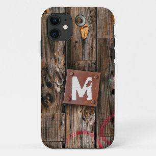 Capa Para iPhone 11 Padrão De Madeira Rústica Industrial Monogramada