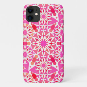 Capa Para iPhone 11 Padrão de Mandala, tons de rosa e coral