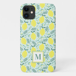 Capa Para iPhone 11 Padrão de monograma botânico de limão iPhone Case-
