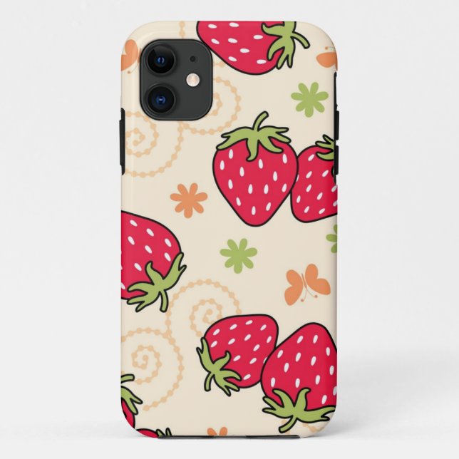 Capa Para iPhone 11 Padrão de morango (Verso)