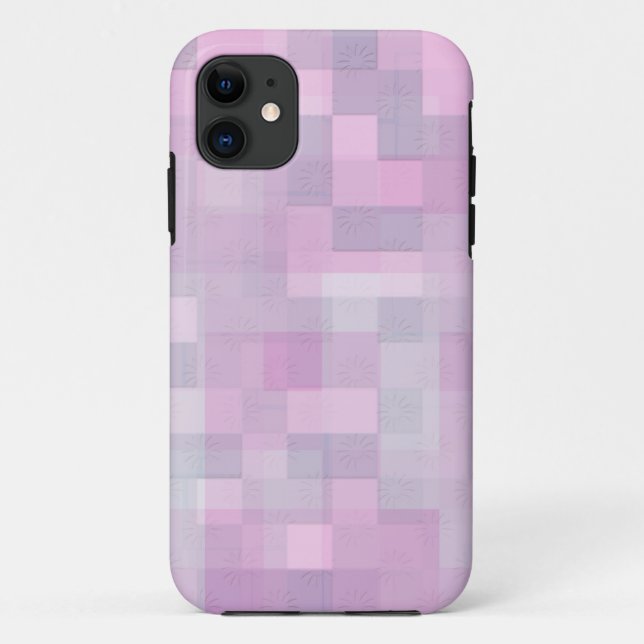 Capa Para iPhone 11 Padrão de mosaico abstrato rosa branco cinza (Verso)