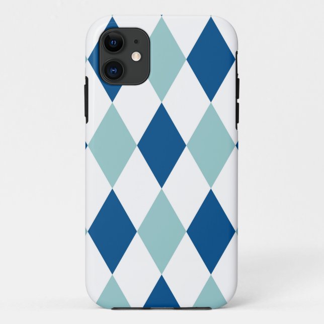 Capa Para iPhone 11 Padrão de Mosaico de Diamante Azul (Verso)