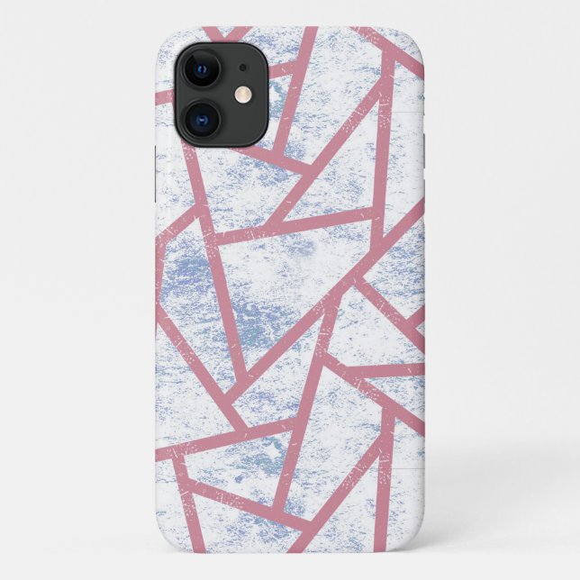 Capa Para iPhone 11 Padrão de mosaico rosa e azul (Verso)