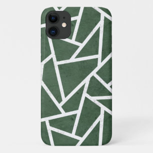 Capa Para iPhone 11 Padrão de mosaico verde e branco