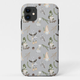 Capa Para iPhone 11 Padrão de Natal do Gnomo Neutro da Cinza Moderna