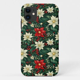 Capa Para iPhone 11 Padrão de Natal Floral