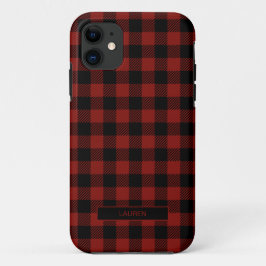 Capa Para iPhone 11 Padrão de nome de natal de inverno da Xadrez Verme