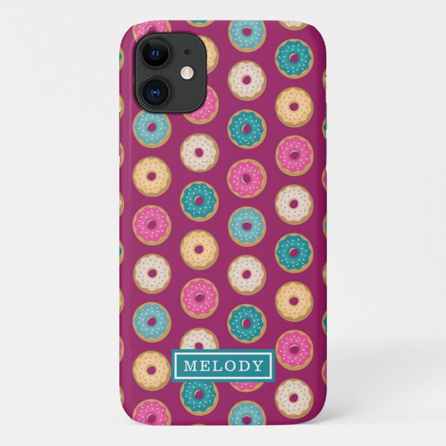 Capa Para iPhone 11 Padrão de noz branco em roxo (Verso)