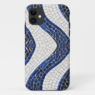Capa Para iPhone 11 Padrão de onda branca azul 04
