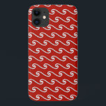 Capa Para iPhone 11 Padrão de onda chinês - branco no vermelho profund<br><div class="desc">Moderno assume um padrão tradicional de onda chinesa com um aspecto 3d elevado - branco em fundo vermelho profundo</div>