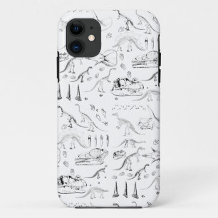 Capa Para iPhone 11 Padrão de Ossos Fósseis do Dinossauro