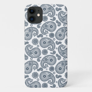 Capa Para iPhone 11 Padrão de paisley azul escuro indiano sem costura