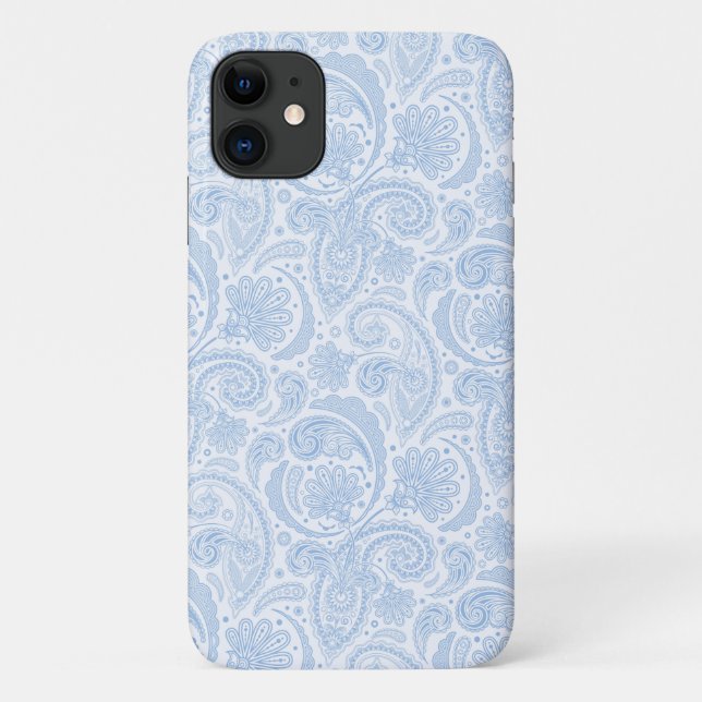 Capa Para iPhone 11 Padrão de paisley branco-claro (Verso)