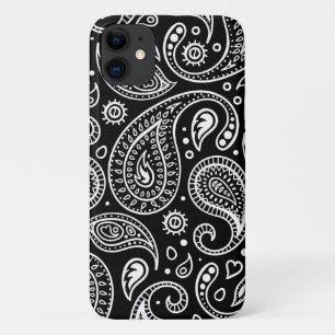 Capa Para iPhone 11 Padrão de Paisley Preto e Branco