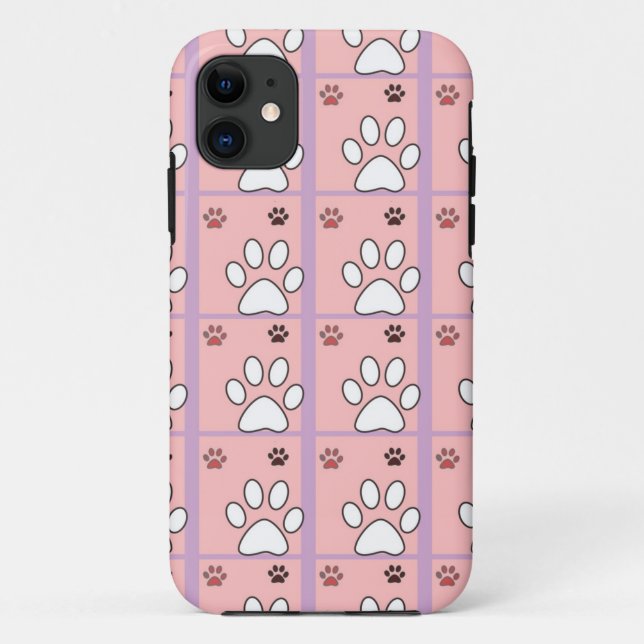 Capa Para iPhone 11 Padrão de Pata de Cachorro (Verso)