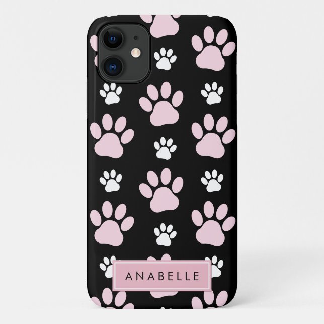 Capa Para iPhone 11 Padrão De Patas, Patas Rosa, Patas Cachorros, Seu  (Verso)