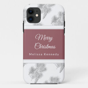 Capa Para iPhone 11 Padrão de pinecone rusticado de Natal feriado pers