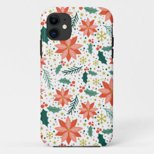 Capa Para iPhone 11 Padrão de Poinsettia Incrível