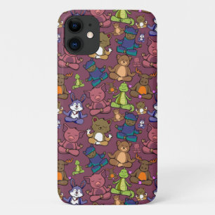 Capa Para iPhone 11 Padrão de poses de ioga Padrão sem costura de