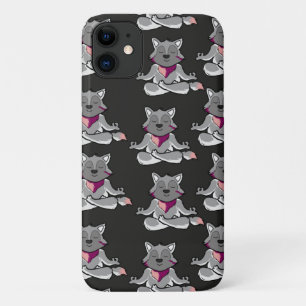 Capa Para iPhone 11 Padrão de poses de ioga Padrão sem costura de io